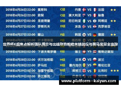 世界杯K组焦点解析强队博弈与出线形势前瞻关键战役与黑马变量全追踪